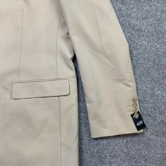 Alain Dupetit Blazer Mens 46R Beige 2 Button Tetron Blend Notch Single Breasted - Picture 3 of 14